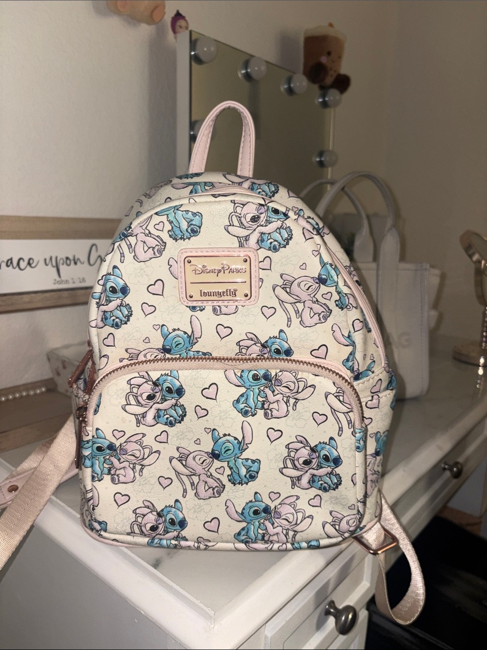 Loungefly x Disney Parks Stitch & Angel Pink Backpack